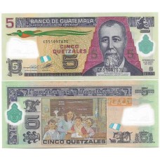 Guatemala 5 Quetzales 2012 Fe P-122c Polím