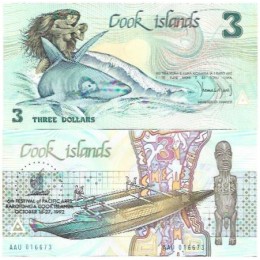 Ilhas Cook Islands 3 Dollars 1992 P-6 FE