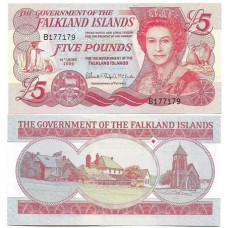 Ilhas Falkland Islands, Malvinas 5 Pounds 2005 Fe P-17a Rainha