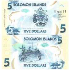 Ilhas Salomão Solomon 5 Dollars 2019 P-38a Polím