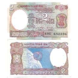Índia 2 Rupees 1985 FE P-79 Furo Grampo