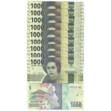 Indonésia 1.000 Rupiah 2016 Fe P-154a - 10 Seq