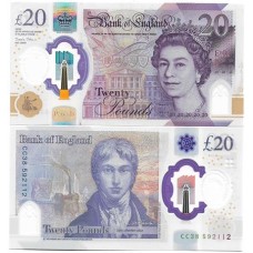 Inglaterra 20 Pounds 2018 SFE/FE P-396a Polím Rainha