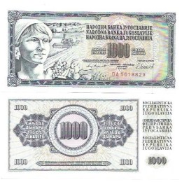 Iugoslávia Yugoslavia 1.000 Dinara 1981 P-92d Fe