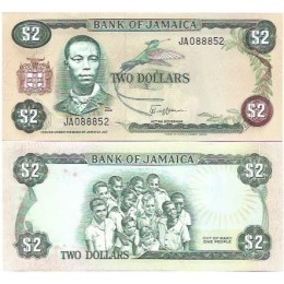 Jamaica 2 Dollars 1982 FE P-65a Jamaica 2 Dollars 1982 FE P-65a