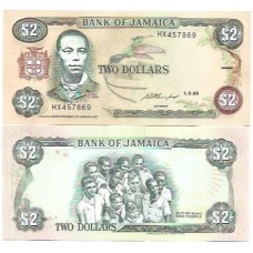 Jamaica 2 Dollars 1993 P-69e Fe