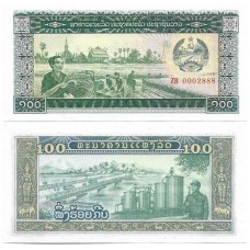 Lao Laos 100 Kip 1988 Fe P-30r Série ZB, Reposição