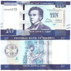 Libéria 10 Dollars 2016 FE P-32a