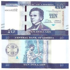 Libéria 10 Dollars 2017 FE P-32b