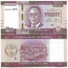 Libéria 20 Dollars 2022 FE P-39a