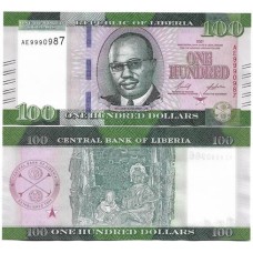 Libéria 100 Dollars 2021 Fe P-41a
