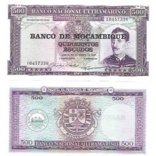 Moçambique 500 Escudos (1967) 1976 P-118a2 Fe (nr 8 digitos)