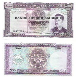 Moçambique 500 Escudos (1967) 1976 P-118a2 Fe (nr 8 digitos)