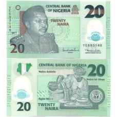 Nigéria 20 Naira 2011 FE P-34g1 Polím