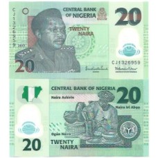 Nigéria 20 Naira 2013 FE P-34h Polím