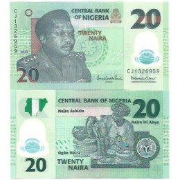Nigéria 20 Naira 2013 FE P-34h Polím