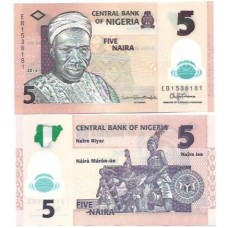 Nigéria 5 Naira 2016 FE P-38g Polím