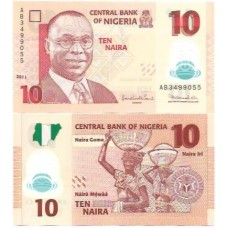 Nigéria 10 Naira 2011 FE P-39c Polím
