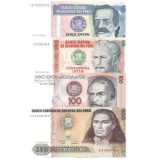 Peru Intis 10/50/100/500 1987 FE - Ver Descrição