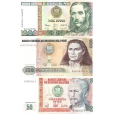 Peru Intis 1.000/500/50 1987/88 FE - Ver Descrição