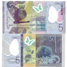 São Tomé & Príncipe 5 Dobras 2016 Fe P-70a Polím