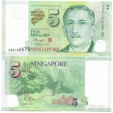 Singapura 5 Dollars 2014 P-47d FE Polím