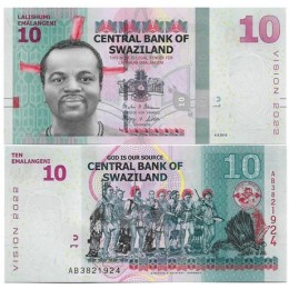 Suazilândia10 Emalangeni 2015 FE P-41a Comem Visão 2022