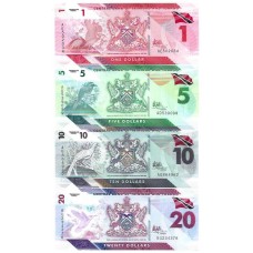 Trinidad &  1 - 1/5/10/20 Dollars Polím - Ver Descrição