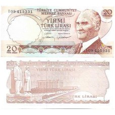 Turquia Turkey 20 Lira 1971/1987 FE P-187b