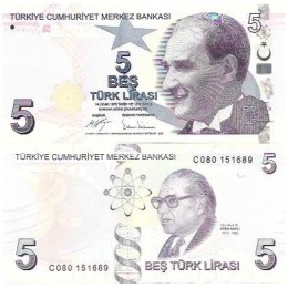 Turquia 5 Lira 2017 FE P-222c