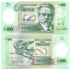 Uruguai  20 Pesos 2020 Fe P-101a Polím