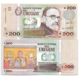 Uruguai 200 Pesos 2009 FE P-89b
