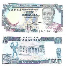 Zâmbia 10 Kwacha 1989/91 P-31b Fe