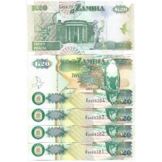 Zâmbia 20 Kwacha 1992 P-36b FE 5 Seq