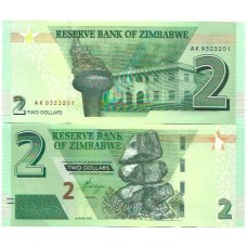 Zimbabwe 2 Dollars 2019 FE P-101a