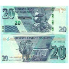 Zimbabwe 20 Dollars 2020 P-104a FE