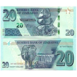 Zimbabwe 20 Dollars 2020 P-104a FE