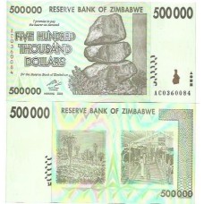 Zimbabwe 500.000 Dollars 2008 P-76a FE