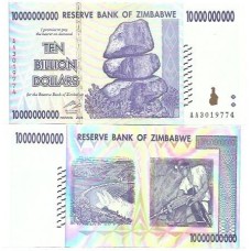 Zimbabwe 10 Bilhões Dollars 2008 FE P-85a