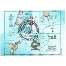 2S - SB B074 Bloco Pesquisas Antártica 1988 Carimbo Mint