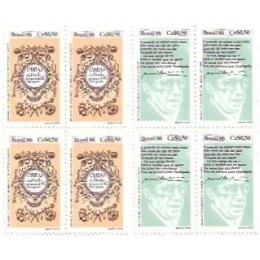 1S - SC C-1527/28 Qdr Série Literatura, Dia do Livro 1986 Mint