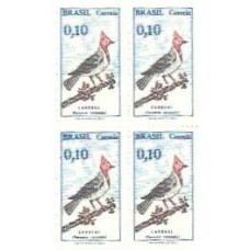 1S - SC C-0642 Qdr Pássaros Brasileiros, Cardeal 1969 Mint